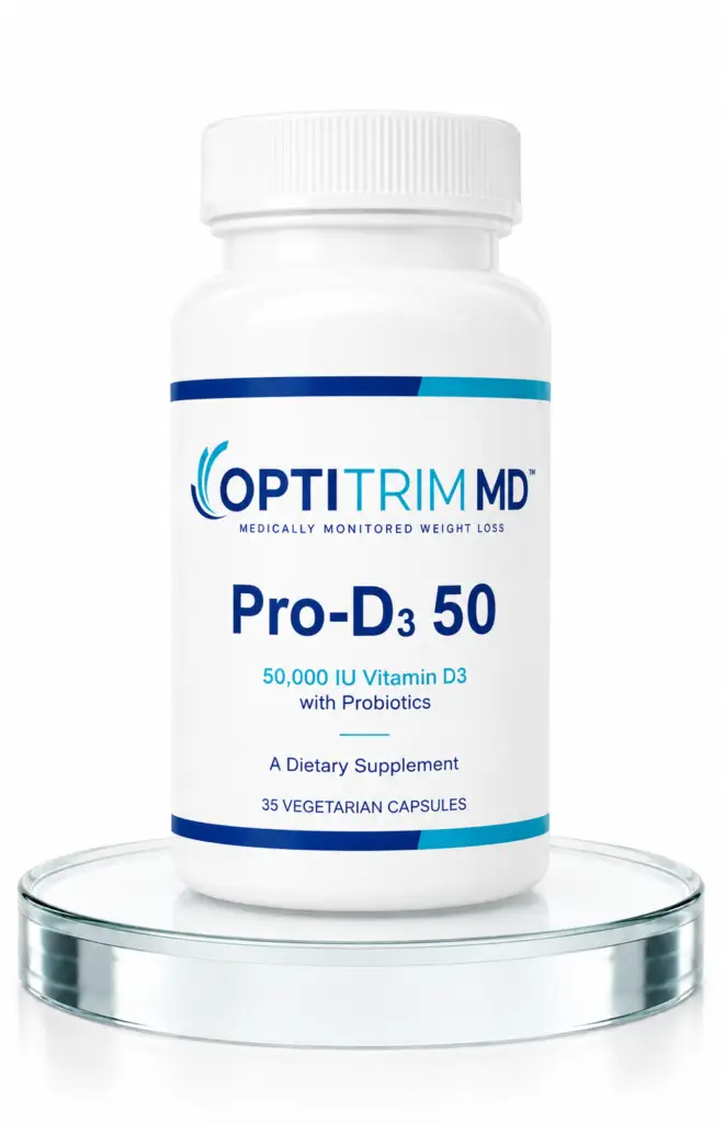 OptitrimMD Pro-D3 50 bottle - 50,000 IU vitamin D3 with probiotics, 35 vegetarian capsules