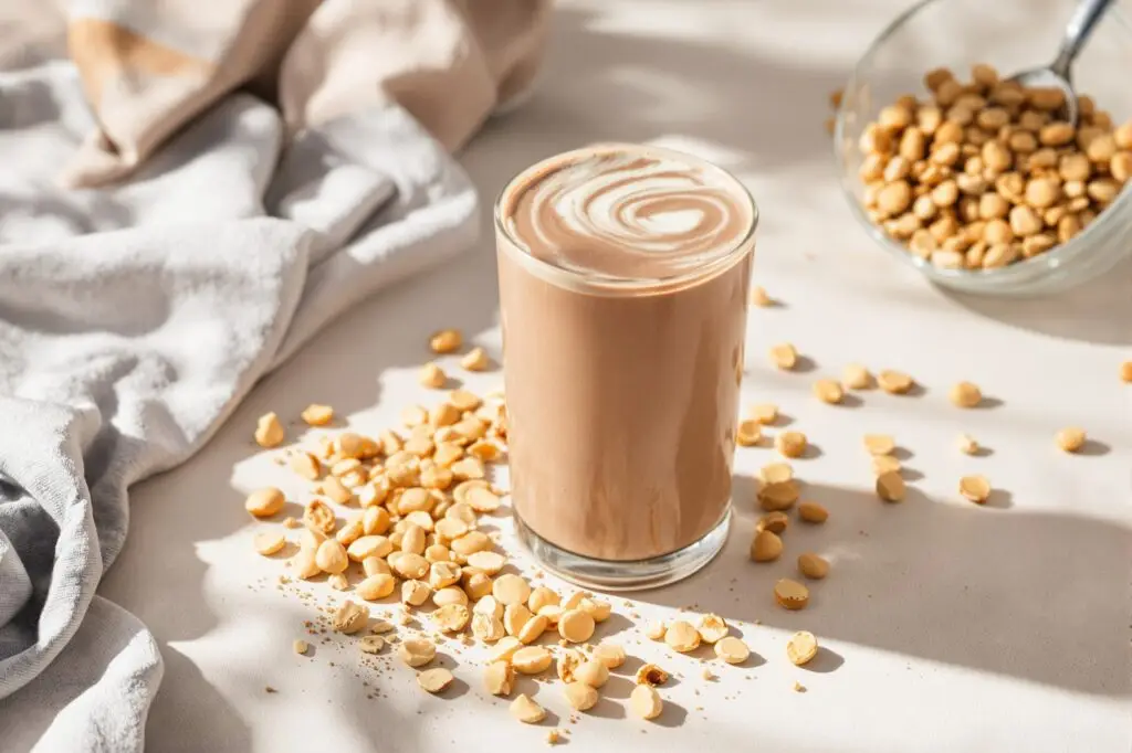 Chocolate Peanut Butter Shake made with OptitrimMD Dutch Chocolate meal replacement shake