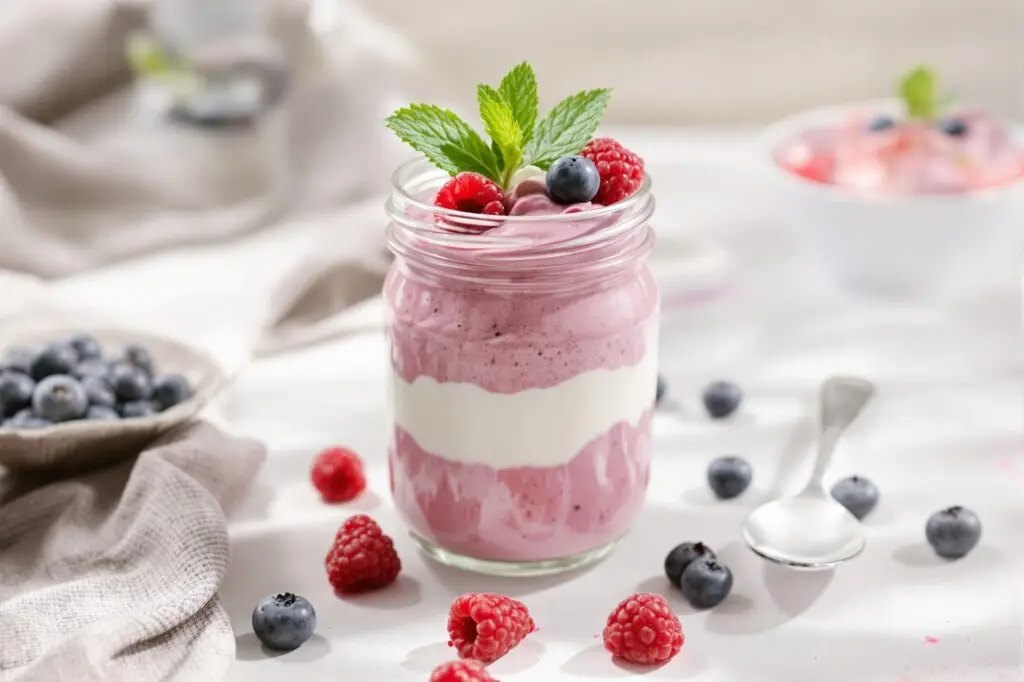 Mixed Berry Parfait made with OptitrimMD Mixed Berries meal replacement shake